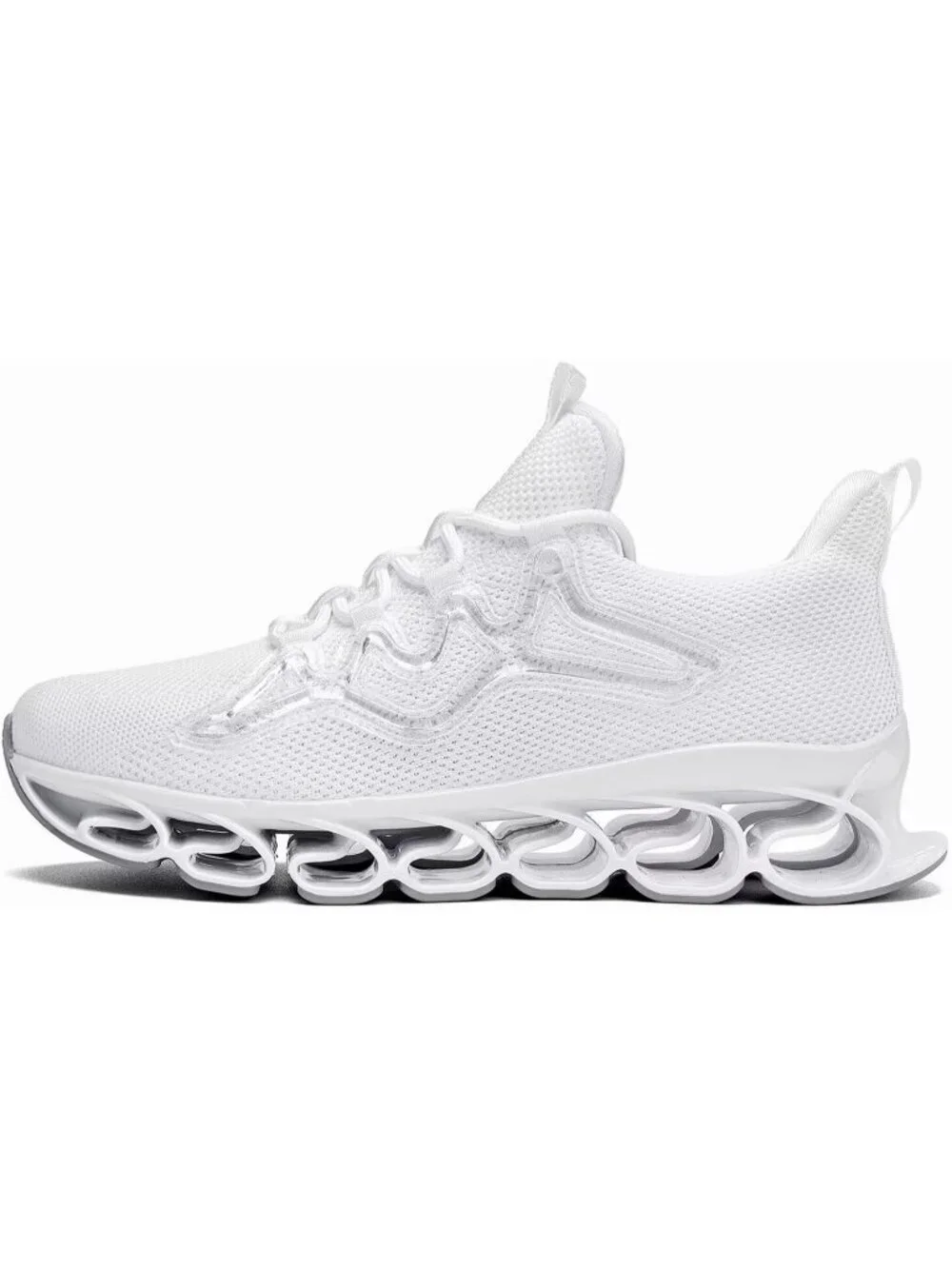 Men's White Grey Slip on Walking Running Shoes Blade Tennis Fashion Sneakers